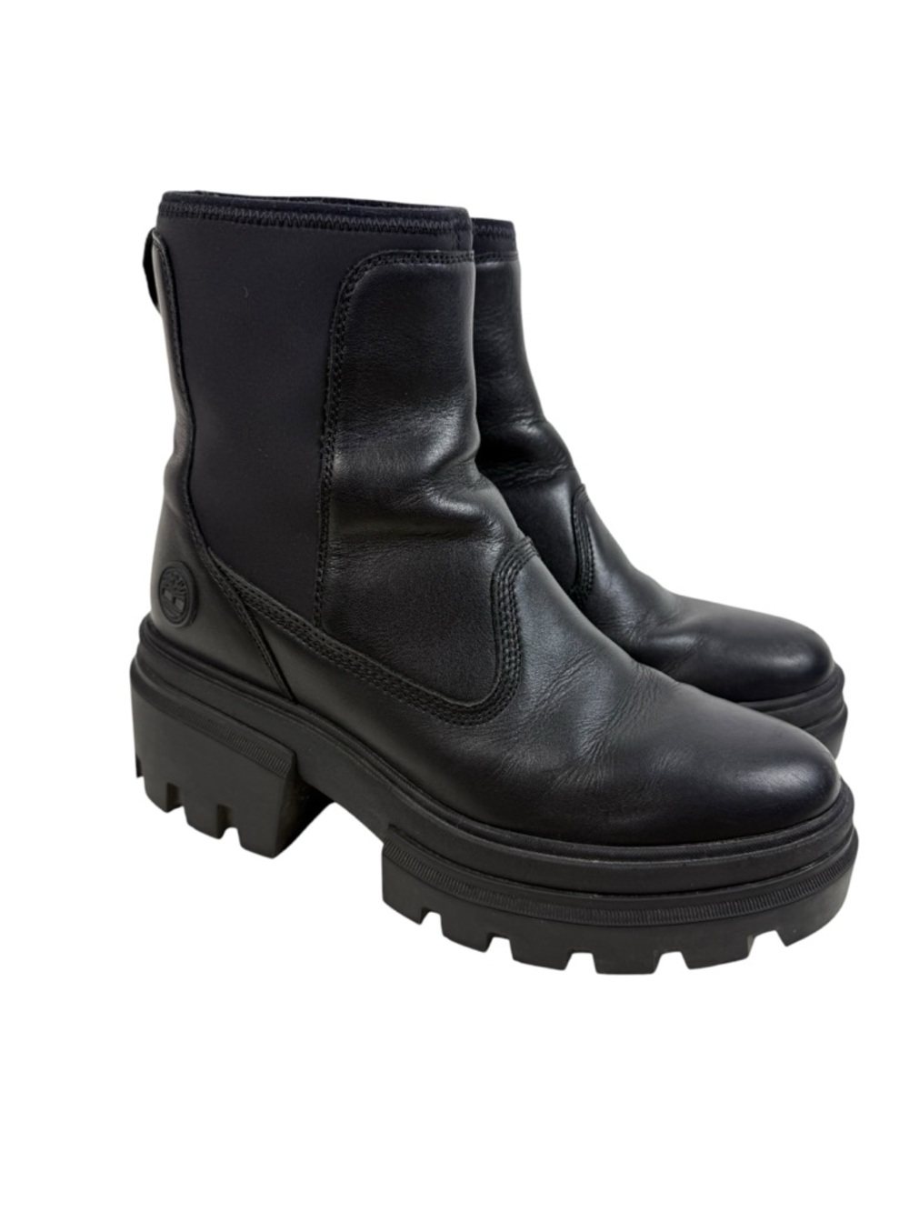 Timberland Everleigh Lug Sole Chunky Chelsea Boots Black Full Grain Leather 9.5